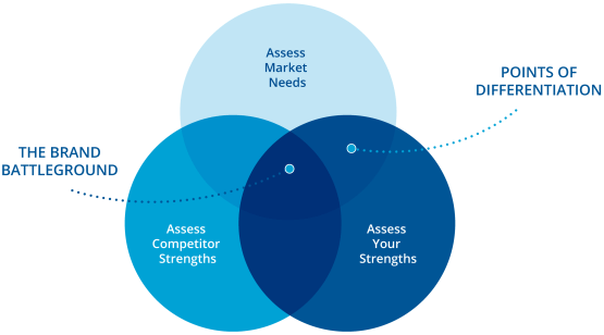 brand positioning research and brand perception research - three circles framework